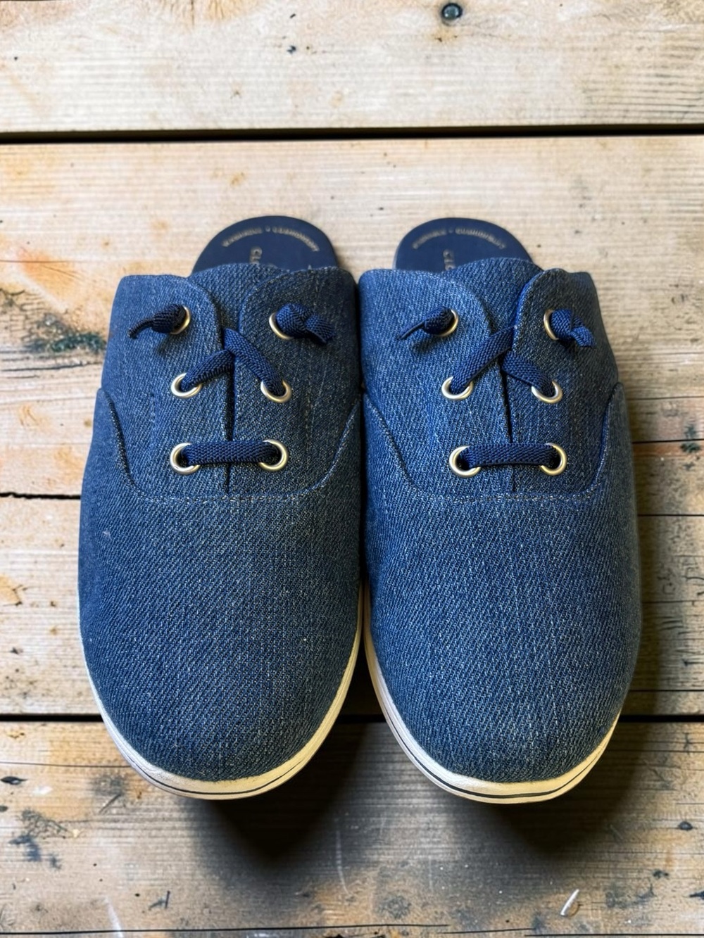 Clarks Cloudsteppers Breeze Clara Denim Canvas Sneaker Clog Mules